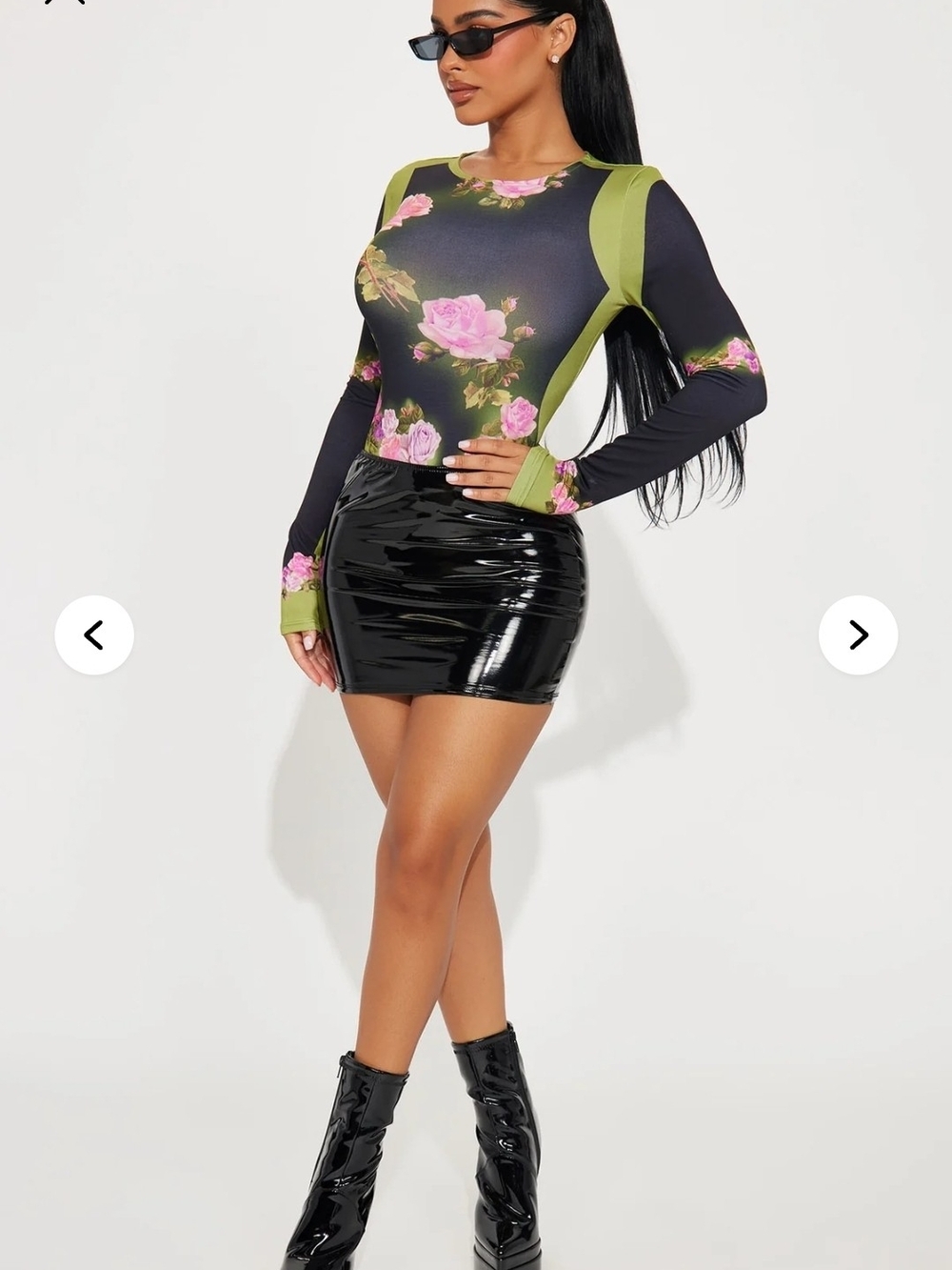 Fashion Nova Drippin Roses Long Sleeve Bodysuit
